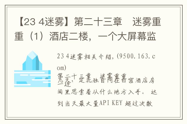 【23 4迷霧】第二十三章	迷霧重重（1）酒店二樓，一個大屏幕監(jiān)視器上不停閃爍