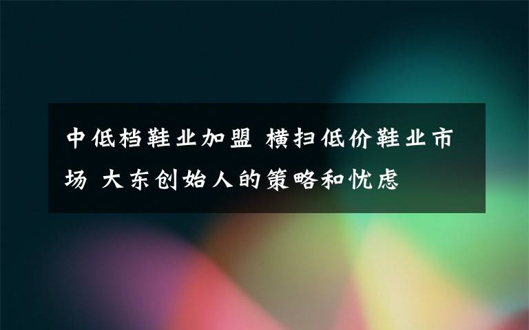 中低檔鞋業(yè)加盟 橫掃低價鞋業(yè)市場 大東創(chuàng)始人的策略和憂慮