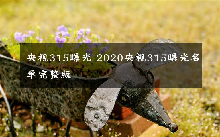 央視315曝光 2020央視315曝光名單完整版