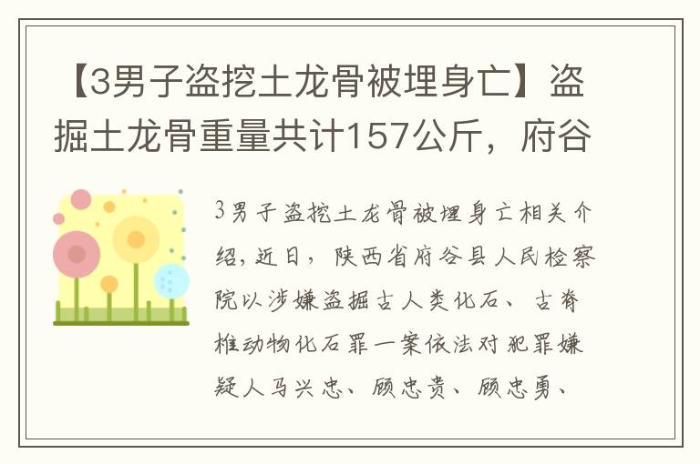 【3男子盜挖土龍骨被埋身亡】盜掘土龍骨重量共計157公斤，府谷縣檢察院對馬興忠等7人批準逮捕