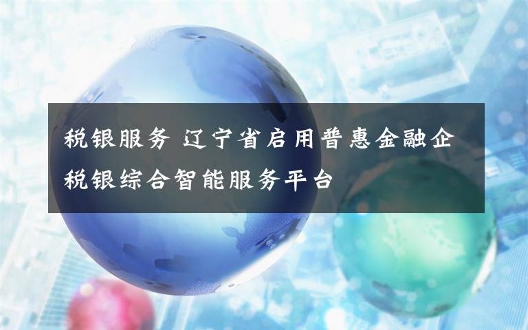 稅銀服務(wù) 遼寧省啟用普惠金融企稅銀綜合智能服務(wù)平臺