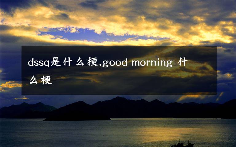 dssq是什么梗,good morning 什么梗