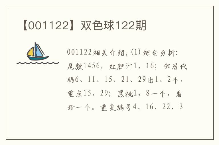 【001122】雙色球122期