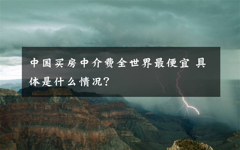 中國(guó)買房中介費(fèi)全世界最便宜 具體是什么情況？