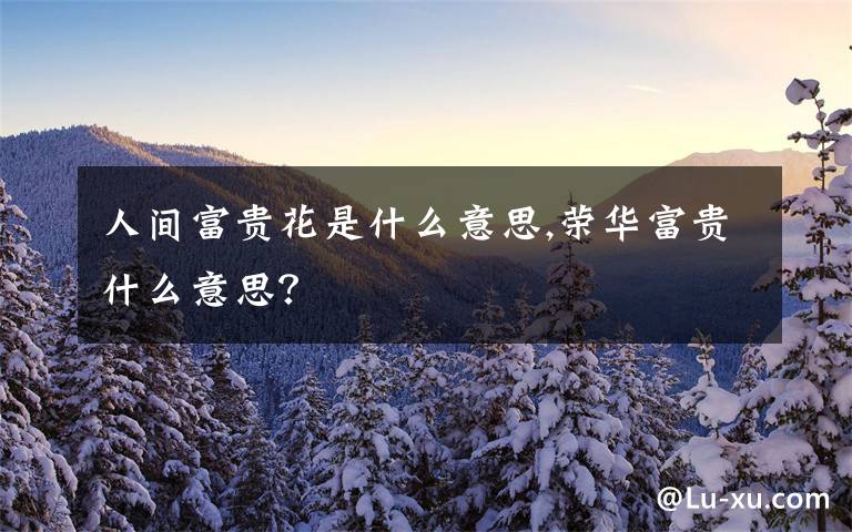 人間富貴花是什么意思,榮華富貴什么意思？