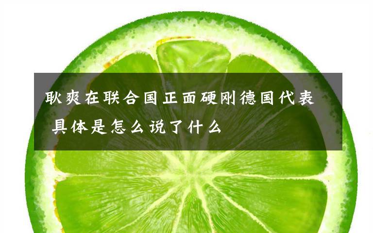 耿爽在聯(lián)合國正面硬剛德國代表 具體是怎么說了什么