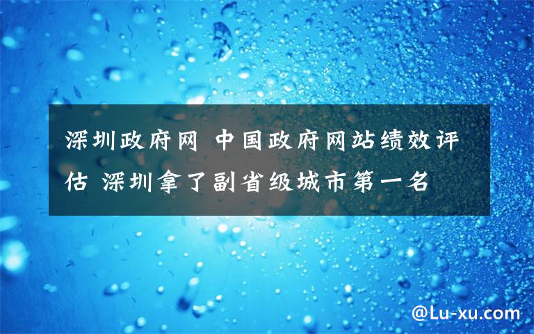 深圳政府網(wǎng) 中國政府網(wǎng)站績效評估 深圳拿了副省級城市第一名