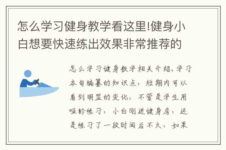 怎么學(xué)習(xí)健身教學(xué)看這里!健身小白想要快速練出效果非常推薦的幾個(gè)動(dòng)作