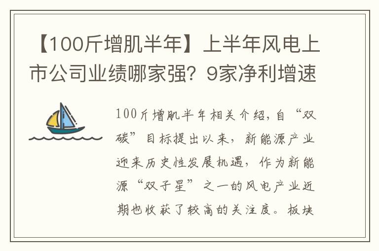 【100斤增肌半年】上半年風(fēng)電上市公司業(yè)績(jī)哪家強(qiáng)？9家凈利增速翻倍，最高暴增585%