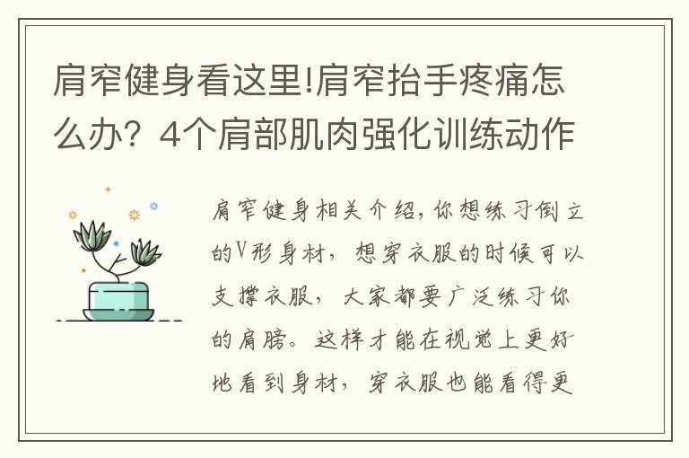 肩窄健身看這里!肩窄抬手疼痛怎么辦？4個(gè)肩部肌肉強(qiáng)化訓(xùn)練動(dòng)作，保護(hù)關(guān)節(jié)還寬肩