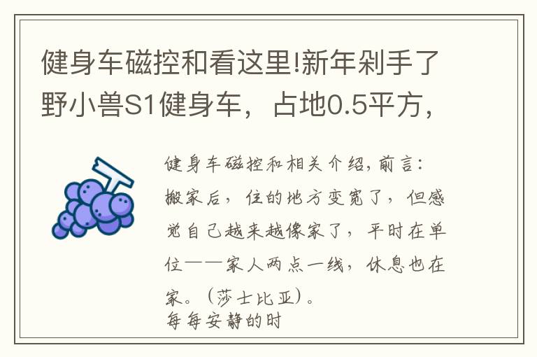 健身車磁控和看這里!新年剁手了野小獸S1健身車，占地0.5平方，享受騎行有氧燃脂