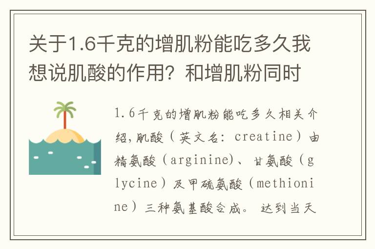 關(guān)于1.6千克的增肌粉能吃多久我想說肌酸的作用？和增肌粉同時吃的話，具體怎么吃？