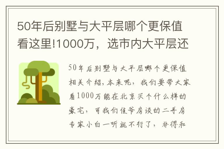 50年后別墅與大平層哪個(gè)更保值看這里!1000萬，選市內(nèi)大平層還是遠(yuǎn)郊別墅？