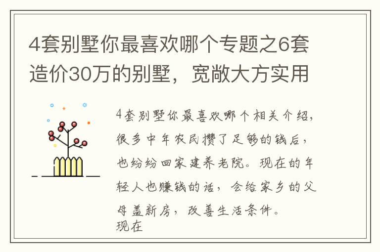 4套別墅你最喜歡哪個專題之6套造價30萬的別墅，寬敞大方實用性強，建房還是性價比高的好