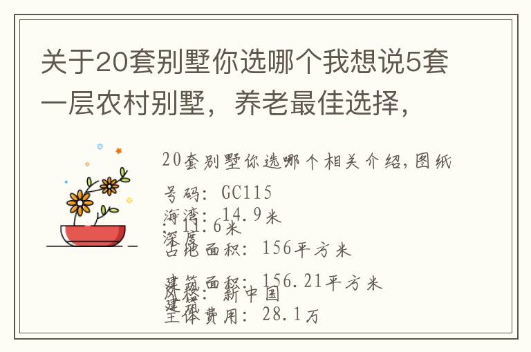 關(guān)于20套別墅你選哪個我想說5套一層農(nóng)村別墅，養(yǎng)老最佳選擇，20幾萬就能建一套