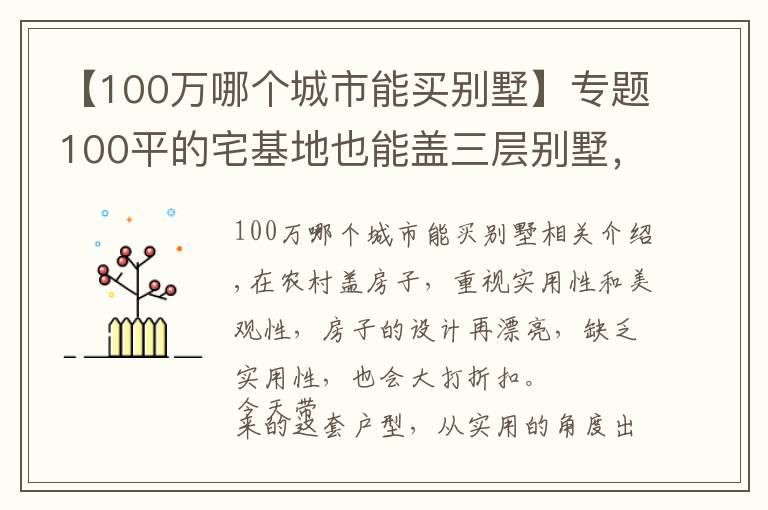 【100萬哪個城市能買別墅】專題100平的宅基地也能蓋三層別墅，選這套戶型，30萬的造價就夠了