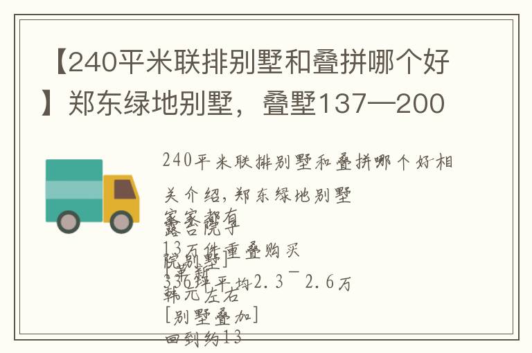 【240平米聯(lián)排別墅和疊拼哪個(gè)好】鄭東綠地別墅，疊墅137—200平，聯(lián)排280平合院336平高速口800米