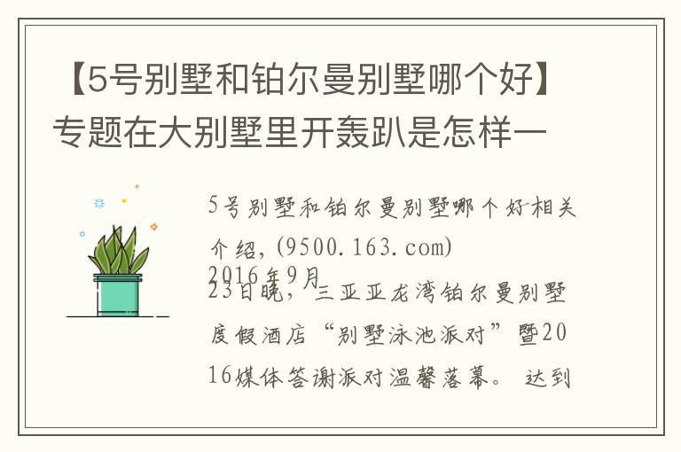 【5號(hào)別墅和鉑爾曼別墅哪個(gè)好】專題在大別墅里開(kāi)轟趴是怎樣一種體驗(yàn)？