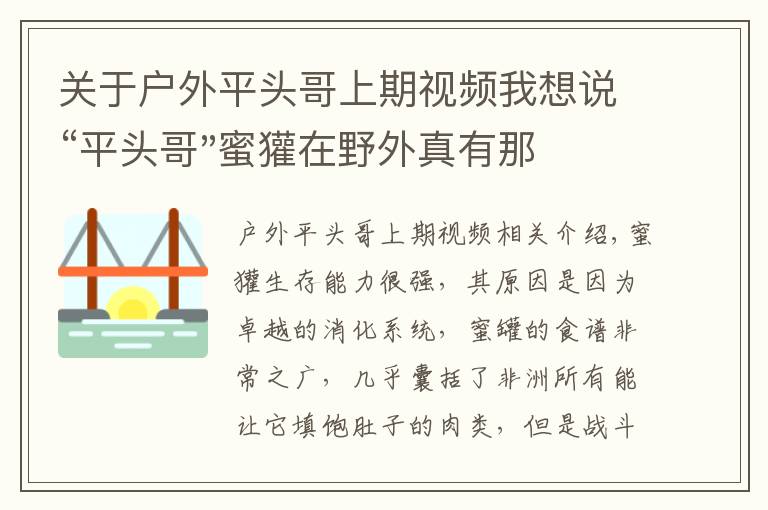 關(guān)于戶外平頭哥上期視頻我想說“平頭哥"蜜獾在野外真有那么強(qiáng)嗎？真相在這里-戶外動物知識