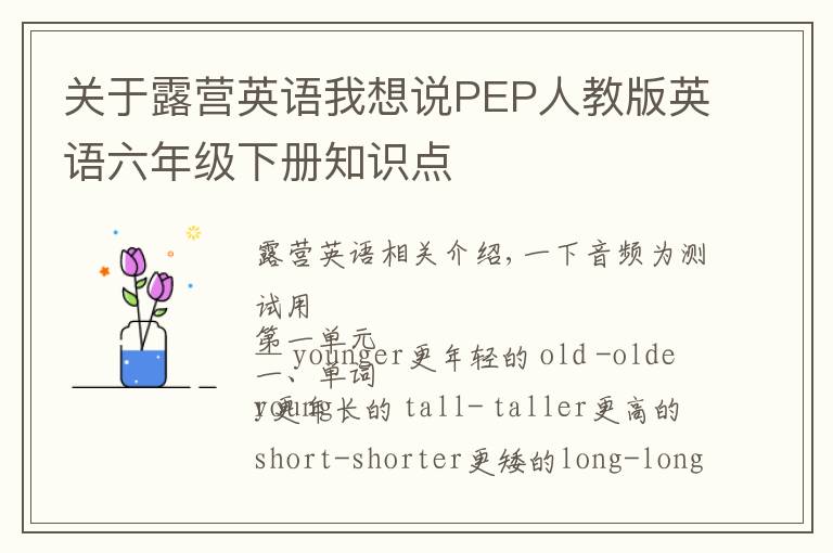 關(guān)于露營英語我想說PEP人教版英語六年級下冊知識點