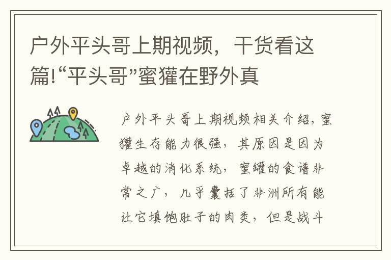 戶外平頭哥上期視頻，干貨看這篇!“平頭哥"蜜獾在野外真有那么強(qiáng)嗎？真相在這里-戶外動(dòng)物知識(shí)