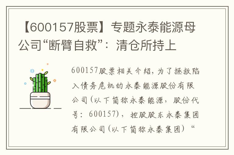 【600157股票】專題永泰能源母公司“斷臂自救”：清倉(cāng)所持上市公司聯(lián)環(huán)藥業(yè)股權(quán)