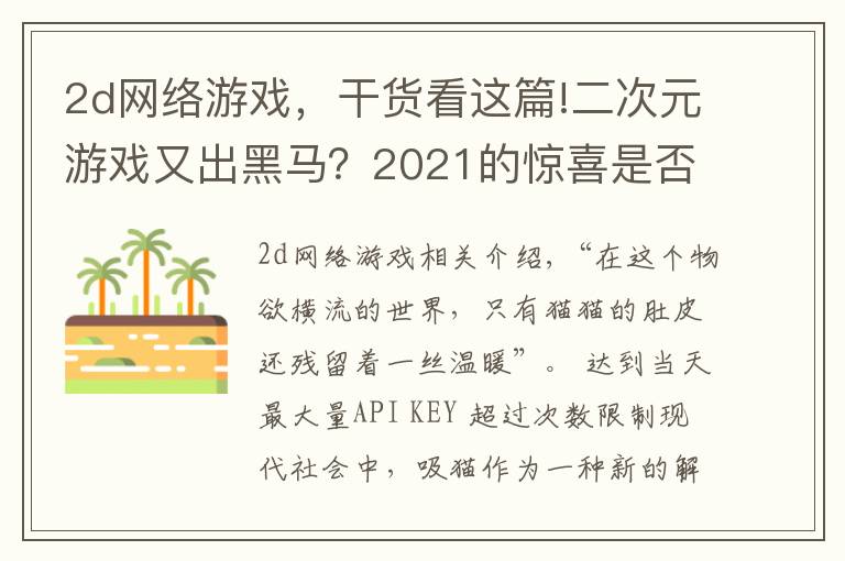 2d網(wǎng)絡(luò)游戲，干貨看這篇!二次元游戲又出黑馬？2021的驚喜是否是這只“貓”