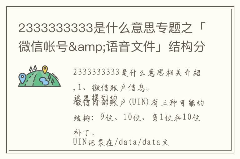 2333333333是什么意思專題之「微信帳號(hào)&語(yǔ)音文件」結(jié)構(gòu)分析