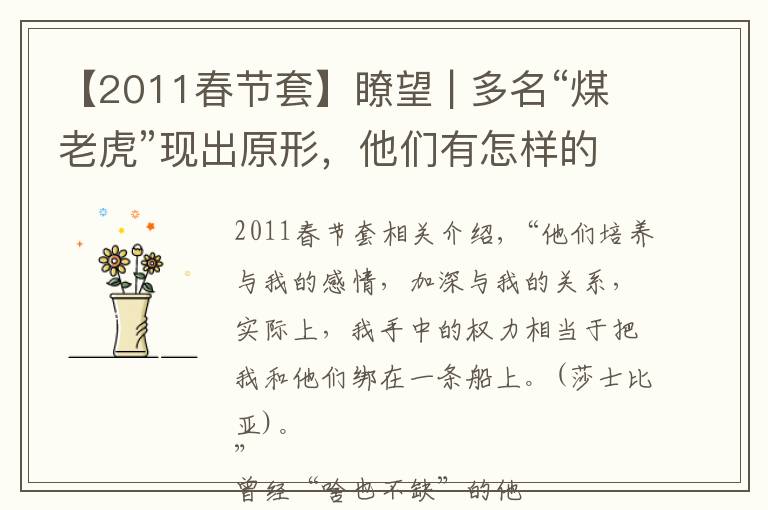 【2011春節(jié)套】瞭望 | 多名“煤老虎”現(xiàn)出原形，他們有怎樣的貪婪面孔？