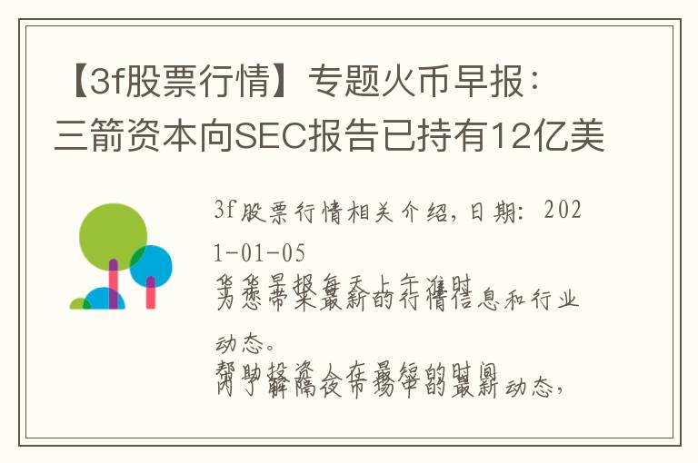 【3f股票行情】專題火幣早報：三箭資本向SEC報告已持有12億美元的灰度比特幣信托