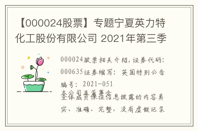 【000024股票】專題寧夏英力特化工股份有限公司 2021年第三季度報告