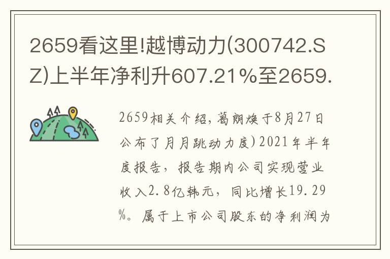 2659看這里!越博動力(300742.SZ)上半年凈利升607.21%至2659.98萬元