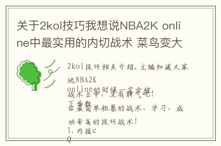 關(guān)于2kol技巧我想說(shuō)NBA2K online中最實(shí)用的內(nèi)切戰(zhàn)術(shù) 菜鳥(niǎo)變大神