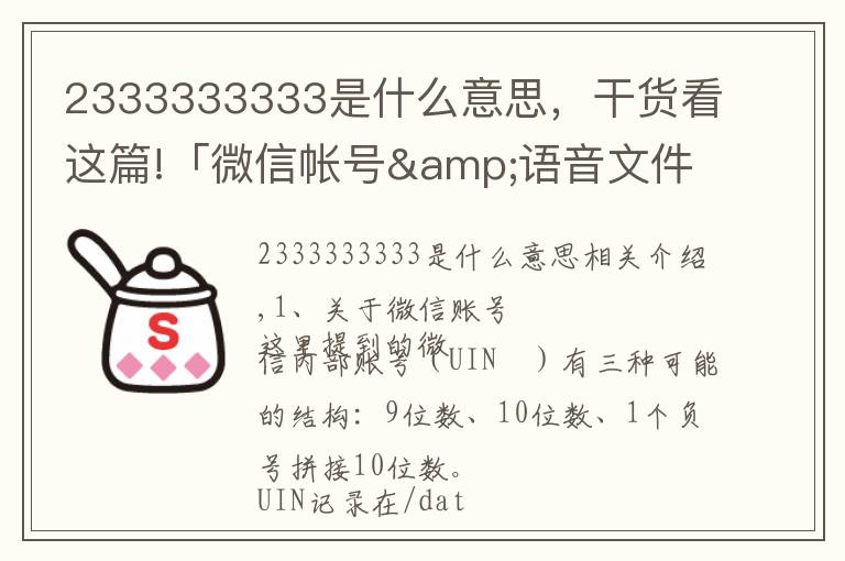 2333333333是什么意思，干貨看這篇!「微信帳號&語音文件」結構分析