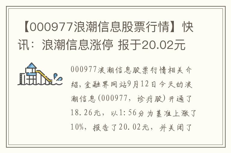 【000977浪潮信息股票行情】快訊：浪潮信息漲停 報(bào)于20.02元