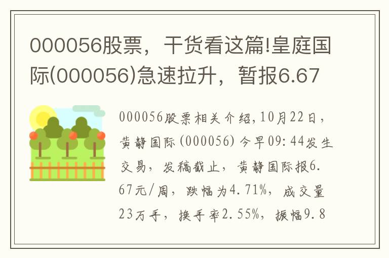 000056股票，干貨看這篇!皇庭國際(000056)急速拉升，暫報6.67元