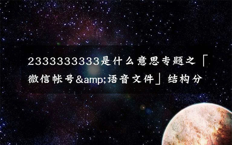 2333333333是什么意思專題之「微信帳號(hào)&語(yǔ)音文件」結(jié)構(gòu)分析