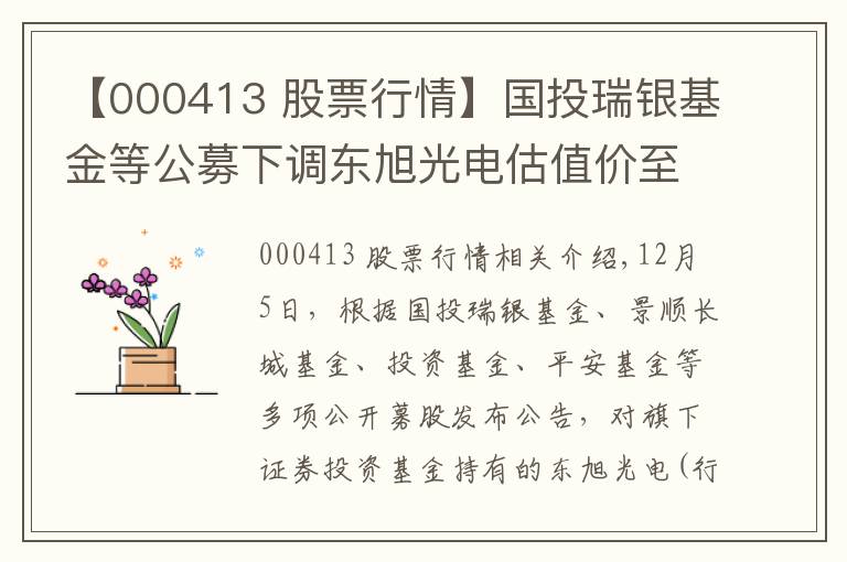 【000413 股票行情】國(guó)投瑞銀基金等公募下調(diào)東旭光電估值價(jià)至1.65元