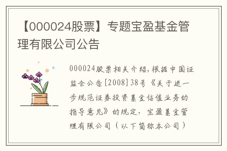 【000024股票】專題寶盈基金管理有限公司公告