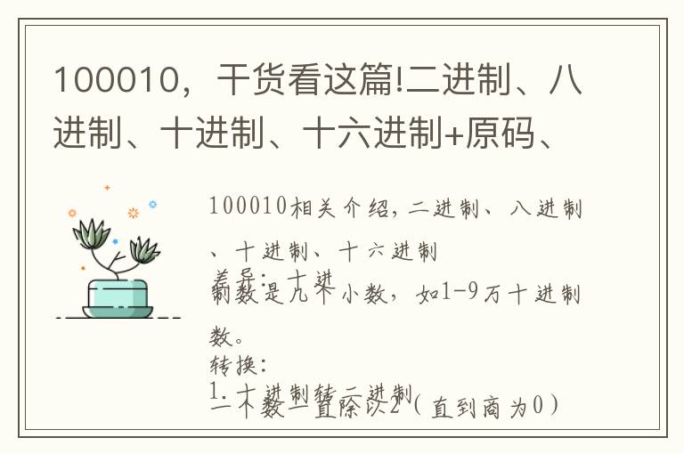 100010，干貨看這篇!二進(jìn)制、八進(jìn)制、十進(jìn)制、十六進(jìn)制+原碼、反碼、補(bǔ)碼