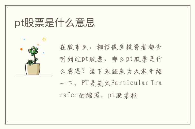 pt股票是什么意思