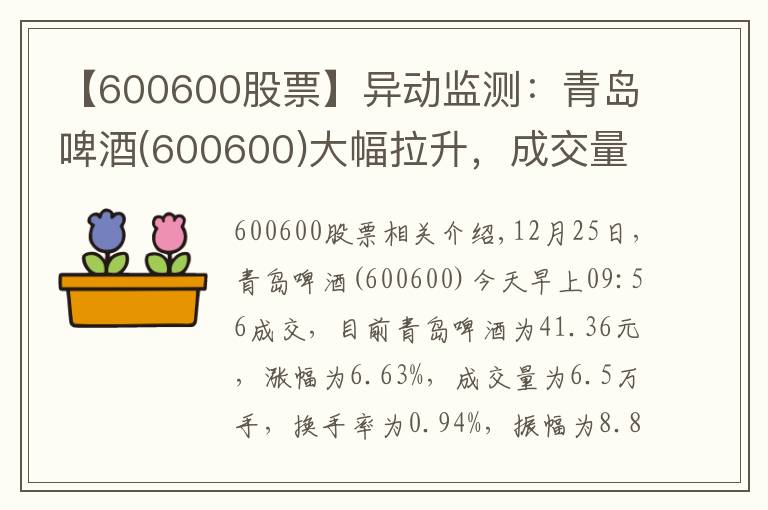 【600600股票】異動(dòng)監(jiān)測(cè)：青島啤酒(600600)大幅拉升，成交量放大