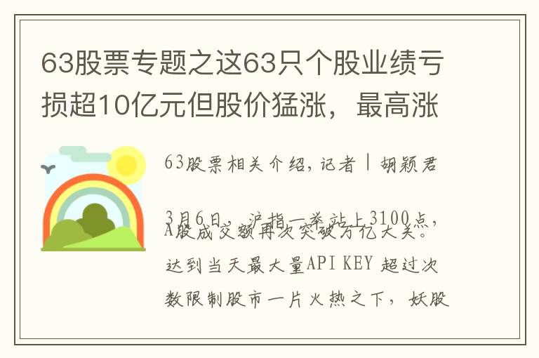 63股票專題之這63只個(gè)股業(yè)績虧損超10億元但股價(jià)猛漲，最高漲幅達(dá)147%