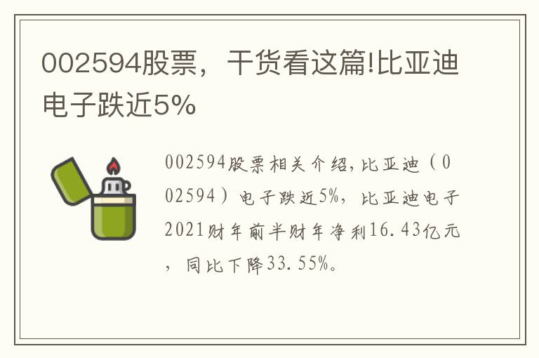 002594股票，干貨看這篇!比亞迪電子跌近5%