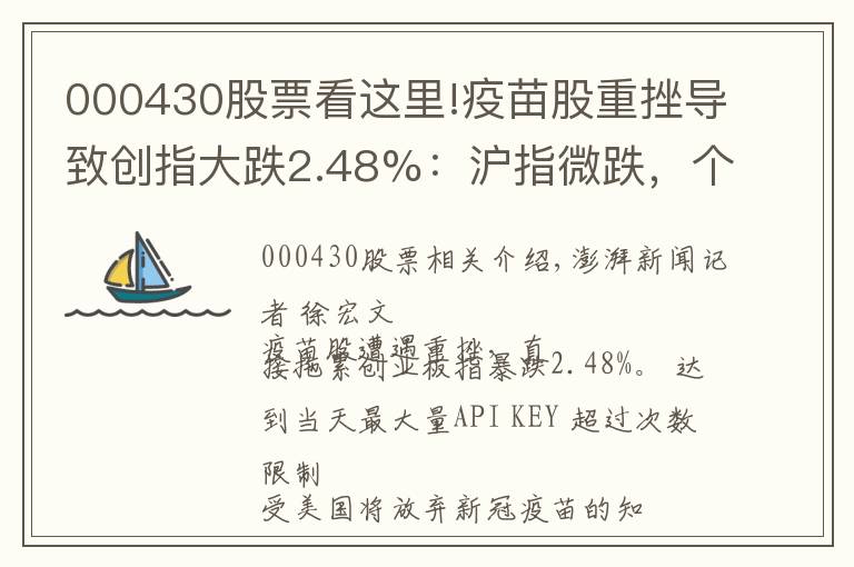 000430股票看這里!疫苗股重挫導(dǎo)致創(chuàng)指大跌2.48%：滬指微跌，個股漲多跌少