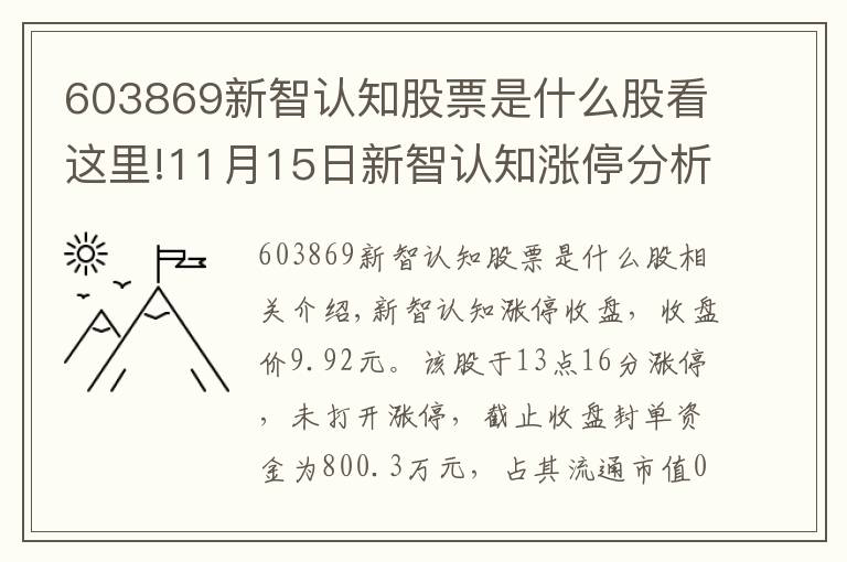 603869新智認(rèn)知股票是什么股看這里!11月15日新智認(rèn)知漲停分析：旅游，郵輪游艇，國產(chǎn)軟件概念熱股