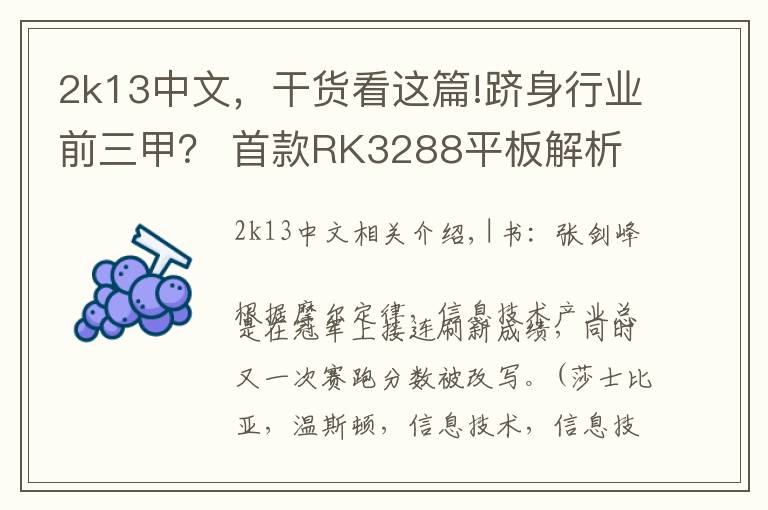 2k13中文，干貨看這篇!躋身行業(yè)前三甲？ 首款RK3288平板解析