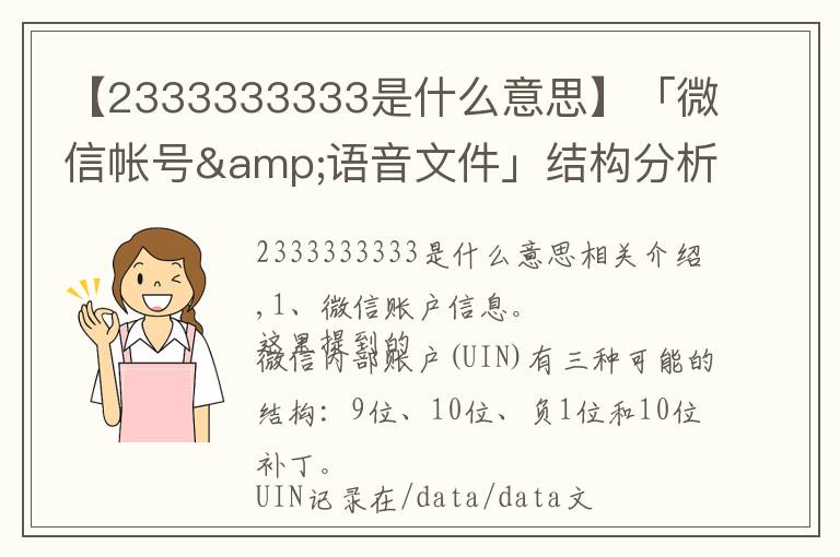 【2333333333是什么意思】「微信帳號(hào)&語(yǔ)音文件」結(jié)構(gòu)分析