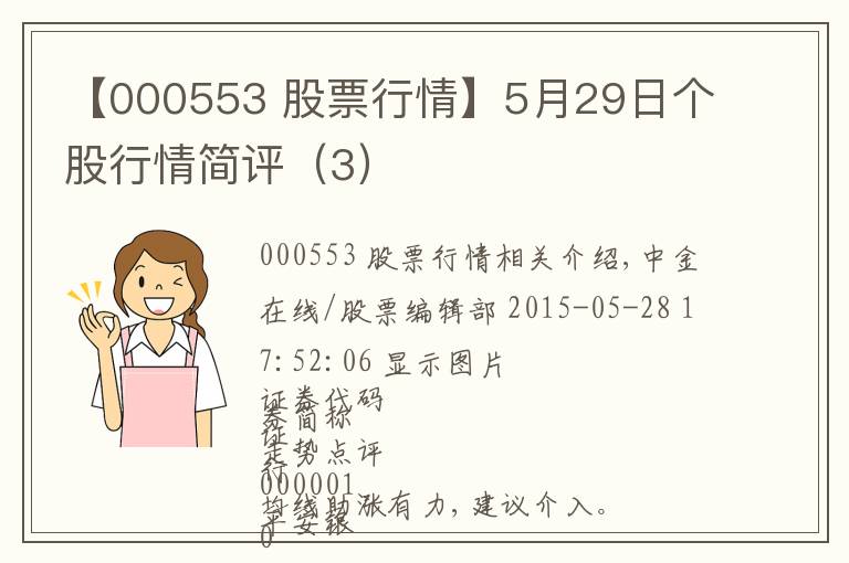 【000553 股票行情】5月29日個(gè)股行情簡(jiǎn)評(píng)（3）