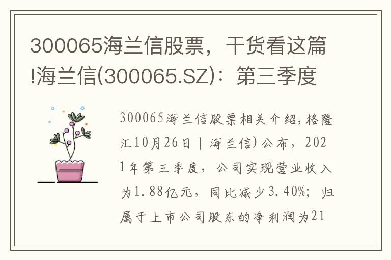 300065海蘭信股票，干貨看這篇!海蘭信(300065.SZ)：第三季度凈利潤降93.53%至213.9萬元